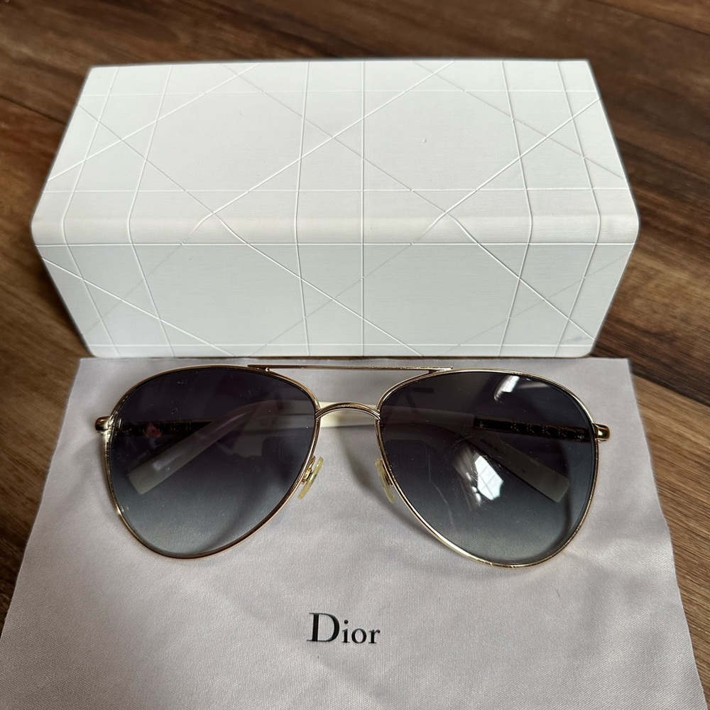 Christian Dior Aviator Sunglasses - Gold & Ivory